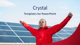  Presentation with solar panels - Cool new presentation theme with man working with solar panels backdrop and a  colored foreground