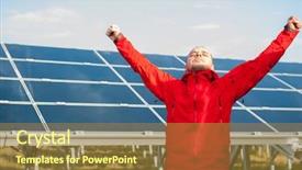  Presentation with solar panels - Amazing slides having man working with solar panels backdrop and a  colored foreground