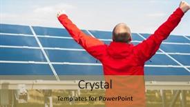  Presentation with solar panels - Theme consisting of man working with solar panels background and a  colored foreground