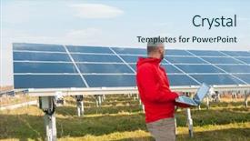  Presentation with solar system - Colorful theme enhanced with man working with solar panels backdrop and a  colored foreground