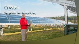  Presentation with solar system - PPT theme having man working with solar panels background and a  colored foreground