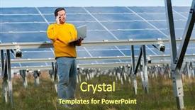  Presentation with solar panels - Amazing slides having man working with solar panels backdrop and a  colored foreground