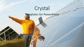  Presentation with solar panels - Slides enhanced with man working with solar panels background and a  colored foreground