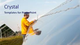  Presentation with solar panels - PPT layouts consisting of man working with solar panels background and a  colored foreground