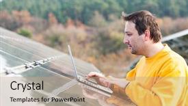  Presentation with solar panels el paso - Colorful presentation theme enhanced with man working with solar panels backdrop and a  colored foreground