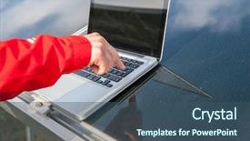  Presentation with sustainability solar energy panels - Amazing slides having man working with solar panels backdrop and a ocean colored foreground