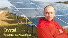  Presentation with solar panels el paso - Presentation with man working with solar panels background and a tawny brown colored foreground