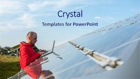  Presentation with solar panels el paso - Colorful presentation theme enhanced with man working with solar panels backdrop and a sky blue colored foreground
