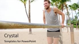  Presentation with crossfit - Colorful slide deck enhanced with man workout on dips bar backdrop and a lemonade colored foreground