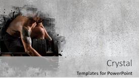  Presentation with barbell - Slide deck featuring man-workout-with-disc-barbell background and a light gray colored foreground