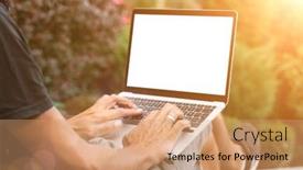  Presentation with man in nature - Presentation theme enhanced with man-works-in-nature-sitting background and a coral colored foreground