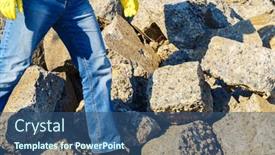  Presentation with concrete construction - Beautiful presentation theme featuring man-works-with-a-pile backdrop and a ocean colored foreground