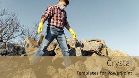  Presentation with concrete construction - Colorful slides enhanced with man-works-with-a-pile backdrop and a coral colored foreground