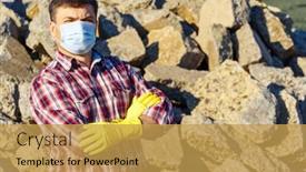  Presentation with concrete construction - Audience pleasing PPT theme consisting of man-works-with-a-pile backdrop and a yellow colored foreground