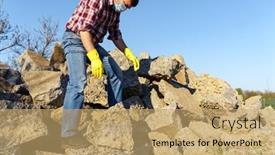  Presentation with concrete construction - Amazing theme having man-works-with-a-pile backdrop and a coral colored foreground