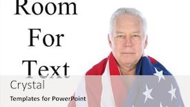  Presentation with wrapped flag - Audience pleasing PPT theme consisting of man-wrapped-in-an-american backdrop and a white colored foreground
