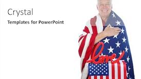  Presentation with wrapped flag - Audience pleasing PPT theme consisting of man-wrapped-in-an-american backdrop and a white colored foreground