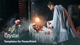  Presentation with hospital bed - Presentation consisting of man wraps the blanket loved background and a ocean colored foreground