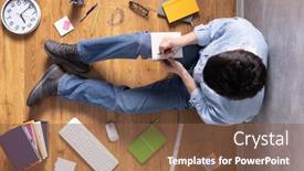  Presentation with creative thinking - Beautiful slides featuring man-writing-in-notebook-noting backdrop and a tawny brown colored foreground