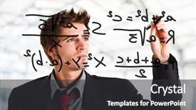  Presentation with math - Presentation theme with man writing math formulas background and a dark gray colored foreground