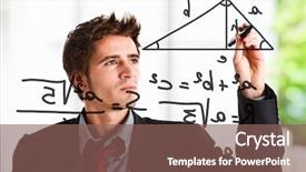 Presentation with math - Cool new presentation with man writing math formulas backdrop and a violet colored foreground