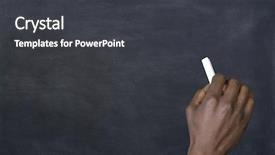  Presentation with descriptive writing - PPT theme enhanced with man writing on a blackboard background and a dark gray colored foreground