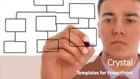  Presentation with add your logo - Audience pleasing slides consisting of man writing on a clear backdrop and a  colored foreground