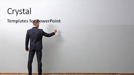  Presentation with research writing - PPT theme featuring man writing something on grey background and a white colored foreground