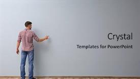  Presentation with about writing - Slide deck featuring man writing something on grey background and a light gray colored foreground