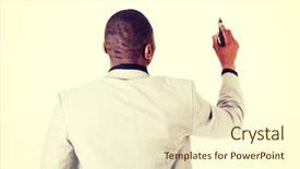  Presentation with african american in computer lab business - Presentation design featuring man writing something with marker background and a cream colored foreground