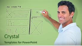  Presentation with writing - Cool new PPT theme with man writing something with red backdrop and a mint green colored foreground