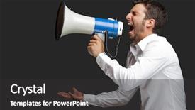  Presentation with stop violence against black women - Audience pleasing PPT theme consisting of man yelling into a megaphone backdrop and a dark gray colored foreground