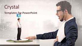  Presentation with financial - Presentation with manage capacity - giant businessman eating small man background and a sky blue colored foreground