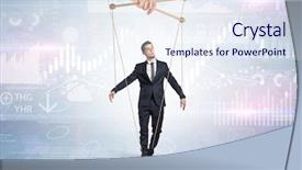 Presentation with controlled drugs - Theme featuring manage capacity - puppet businessman controlled by another background and a  colored foreground