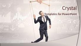  Presentation with financial - Presentation theme with manage capacity - puppet businessman controlled by another background and a  colored foreground