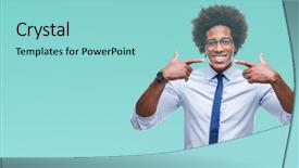  Presentation with afro - Beautiful PPT theme featuring managed care - afro american business man wearing backdrop and a light blue colored foreground