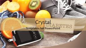  Presentation with diabetes diet - Beautiful slide deck featuring managed care - digital glucometer lancet pen backdrop and a coral colored foreground