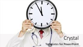  Presentation with clock - Audience pleasing slides consisting of managed care - doctor in trouble with clock backdrop and a white colored foreground