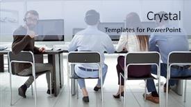  Presentation with call center reporting - Cool new PPT theme with managed care - rear view call center manager backdrop and a light blue colored foreground