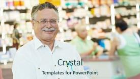  Presentation with chemist - Presentation theme enhanced with managed care - smiling male pharmacist chemist man background and a sky blue colored foreground