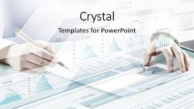  Presentation with market data - Slide deck having management - analyzing market and sales data background and a sky blue colored foreground