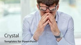  Presentation with office management - Theme with management - business people and work concept background and a light blue colored foreground