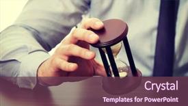  Presentation with office management - PPT theme enhanced with management - businessman holding hourglass background and a tawny brown colored foreground
