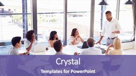  Presentation with meeting - Slide set with management - businessman presenting to colleagues background and a violet colored foreground