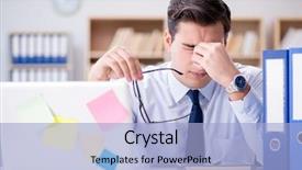  Presentation with office management - PPT theme enhanced with management - businessman working in the office background and a light blue colored foreground