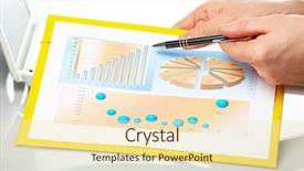  Presentation with financial management - PPT layouts having revenue management - businessman's hand showing graph background and a soft green colored foreground