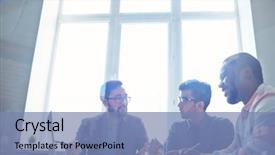  Presentation with project manager - Beautiful presentation theme featuring management - confident manager presenting new business backdrop and a teal colored foreground