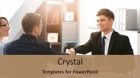  Presentation with shaking hands - Colorful PPT theme enhanced with management - hr manager shaking hands backdrop and a coral colored foreground