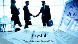  Presentation with financial management - Amazing presentation theme having management - laptop financial document with pen backdrop and a light blue colored foreground