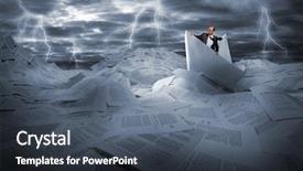  Presentation with alone - PPT theme with management - lost alone businessman sailing background and a ocean colored foreground